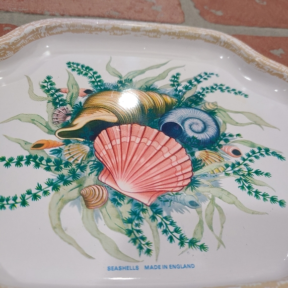 Vintage seashells metal tip tray Elite mini tray Made in England - Picture 5 of 8